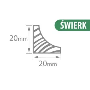 ćwierćwałek wklęsły 20x20